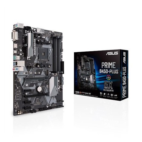 Asus | PRIME B450-PLUS | Processor family AMD | Processor socket AM4 | Memory slots 4 | Number of SATA connectors 6 x SATA 6Gb/s - 7